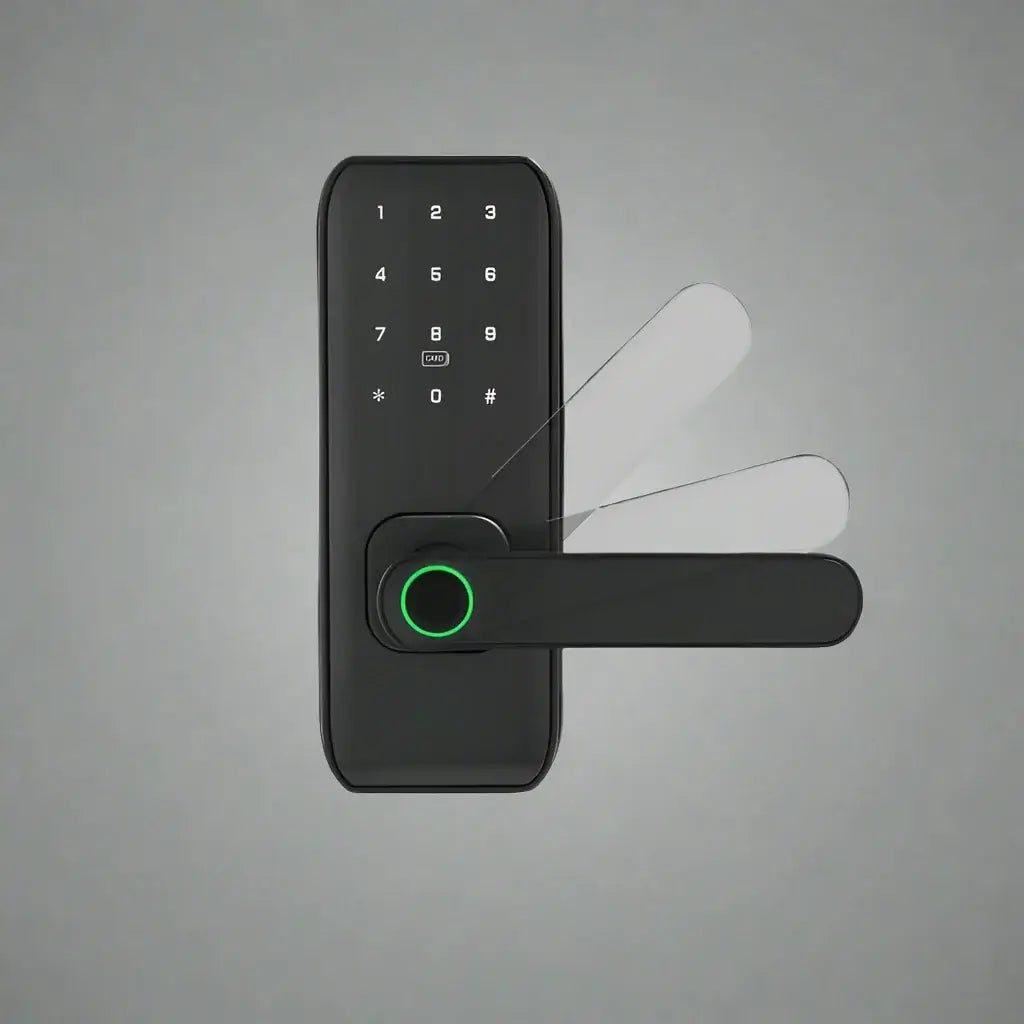 M1 Multi-Access Smart Door Lock with keypad, fingerprint sensor, and digital handle for versatile unlocking options.