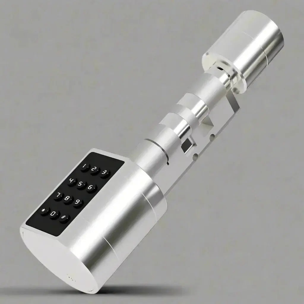 Smart Lock Cylinder with fingerprint and keypad access for easy home security upgrade.
