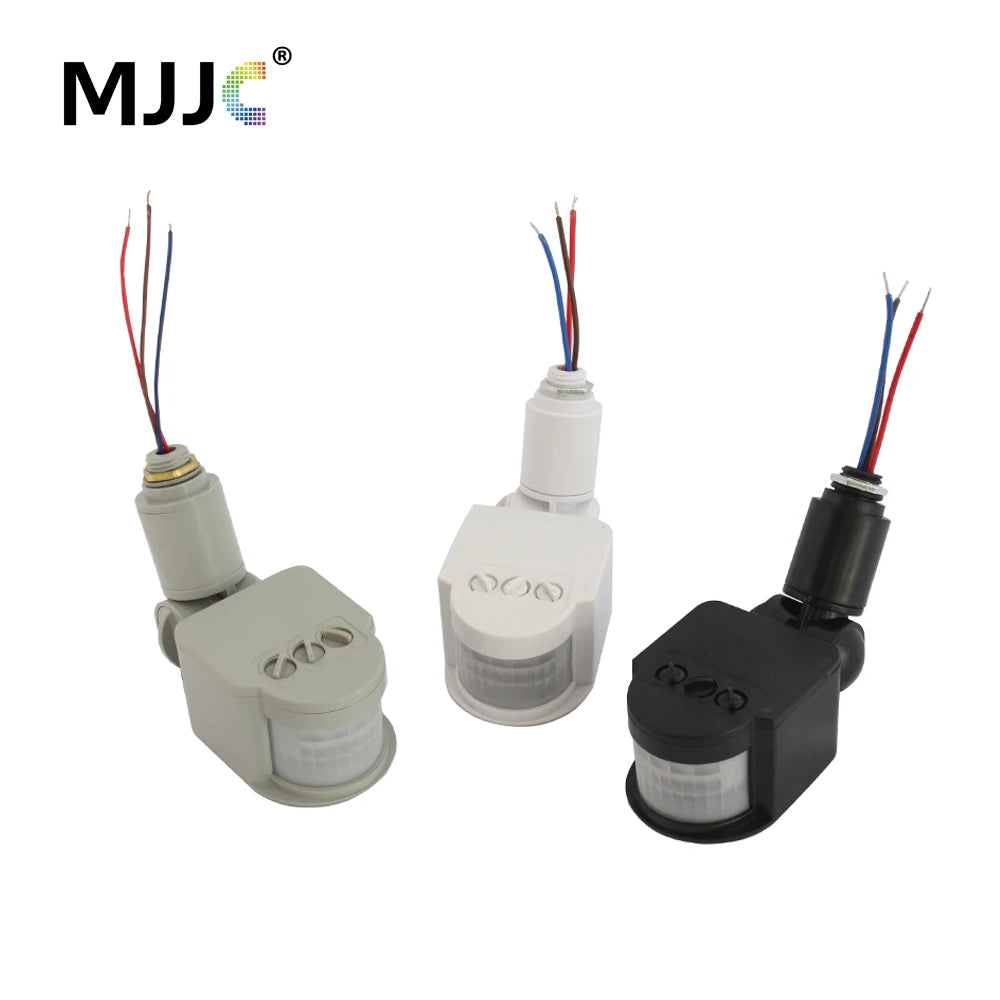 MJJC Motion Sensor Light Switch 220V12V 180 Rotating Infrared Detector in three colors.