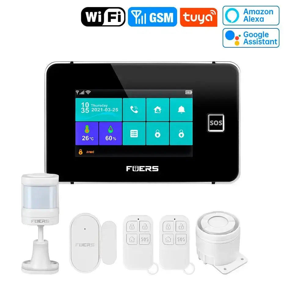 4.3 inch TFT screen WiFi GSM smart home security system with Tuya compatibility and sensors
