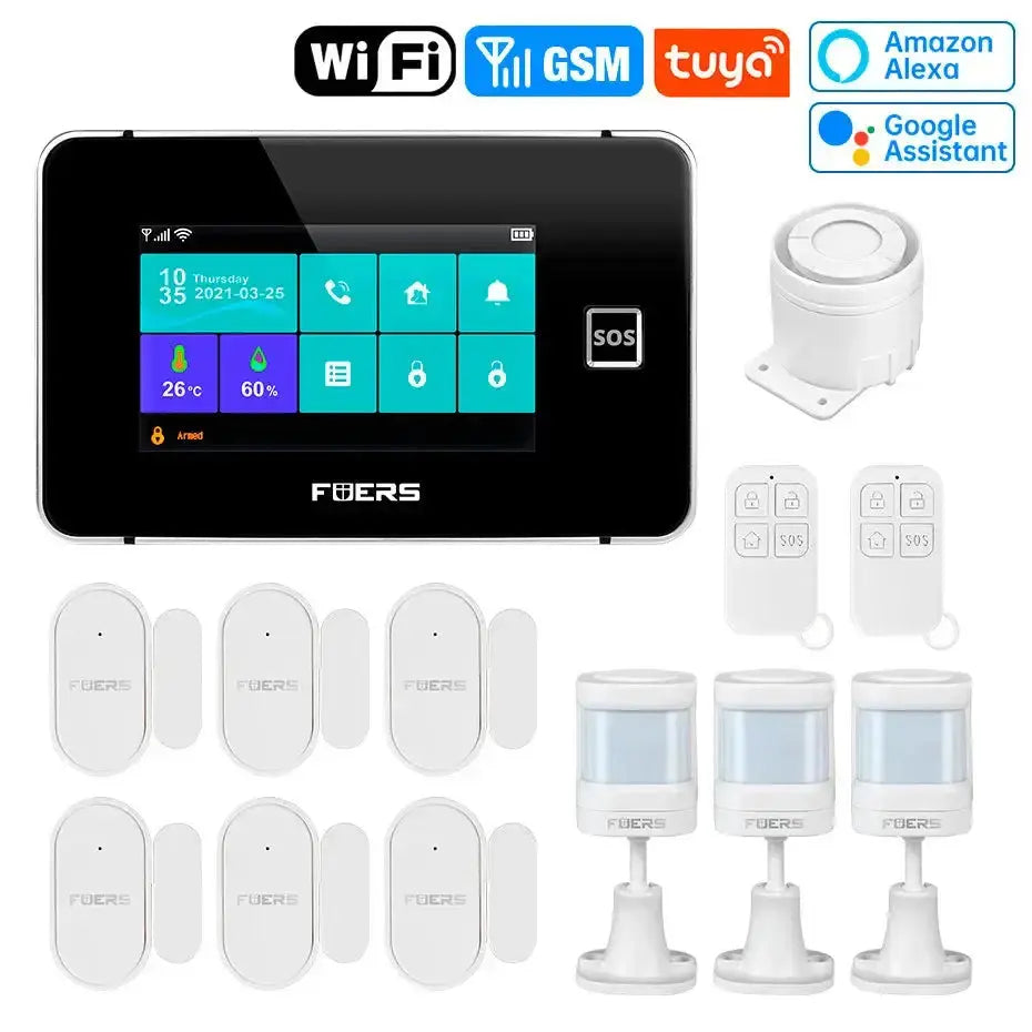 4.3 Inch TFT Screen Security Alarm System with WiFi, GSM, and Tuya integration for smart home protection.