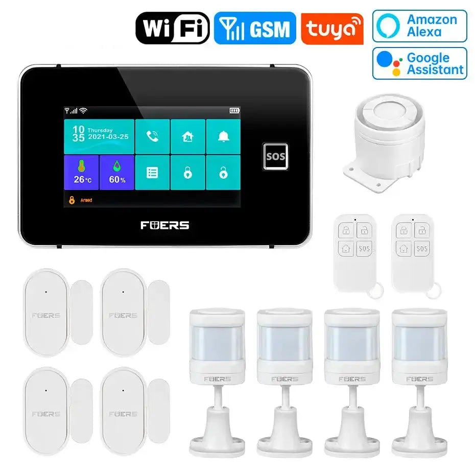 4.3-inch TFT screen smart home security system with GSM, WiFi, and Tuya compatibility for comprehensive protection.