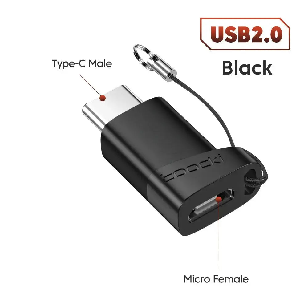 Toocki OTG Adapter, Type-C to USB & Micro USB converter, compact and versatile for seamless data transfer.