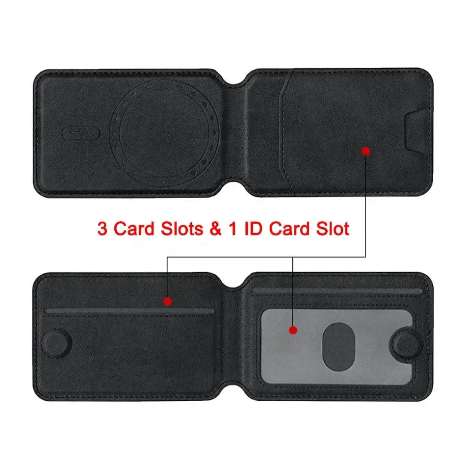 Inside view of SlimMag Magnetic Card Wallet showing 3 card slots and 1 ID card slot.