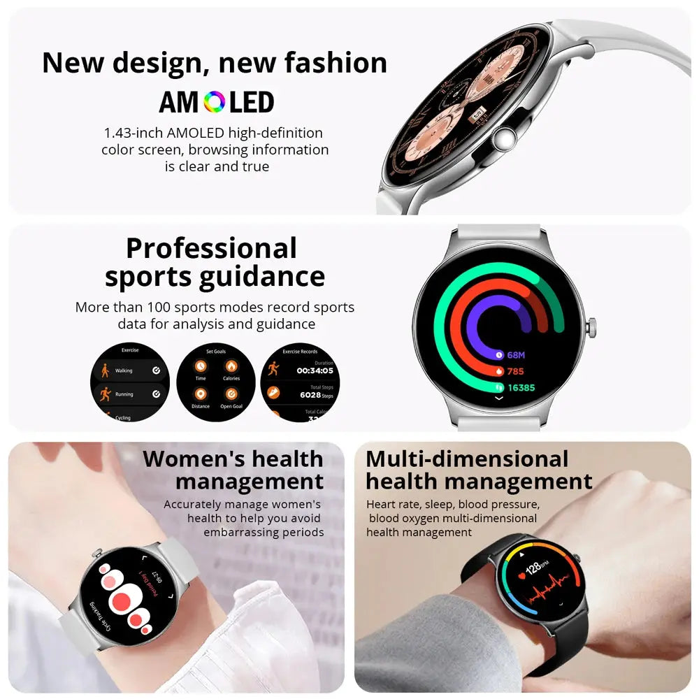 Aurelia V89 – Women’s Smartwatch with 1.43” AMOLED Display & Bluetooth Calling ITECHΛHEAD