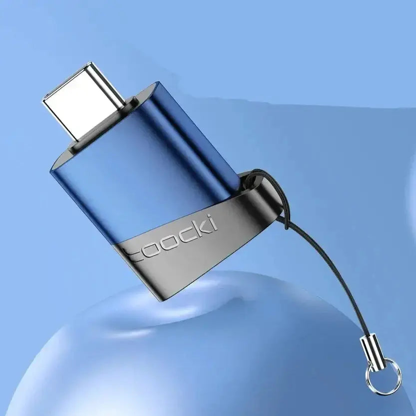 Toocki OTG Adapter in blue, Type C to USB and Micro USB converter for seamless data transfer.