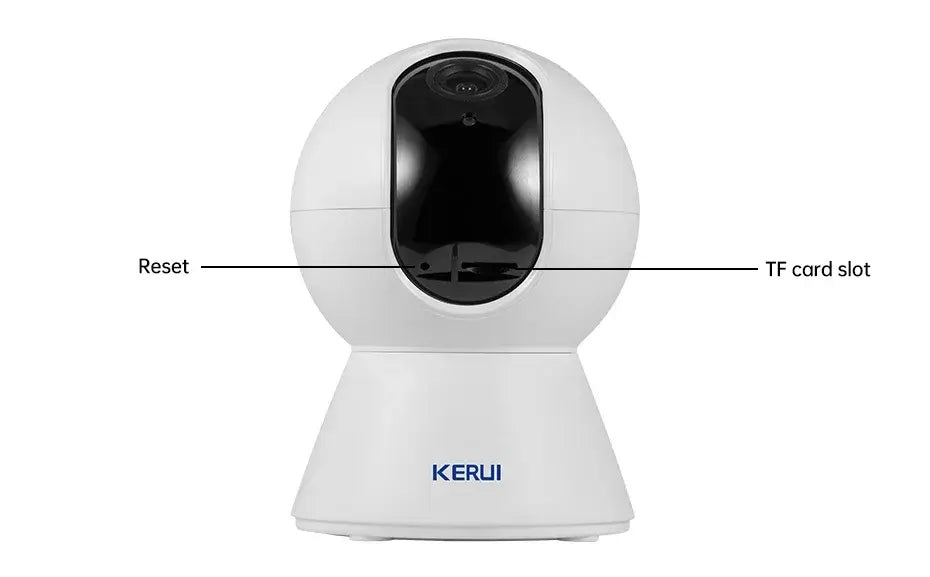 5MP Tuya Smart WiFi IP camera with reset button and TF card slot for secure indoor surveillance.