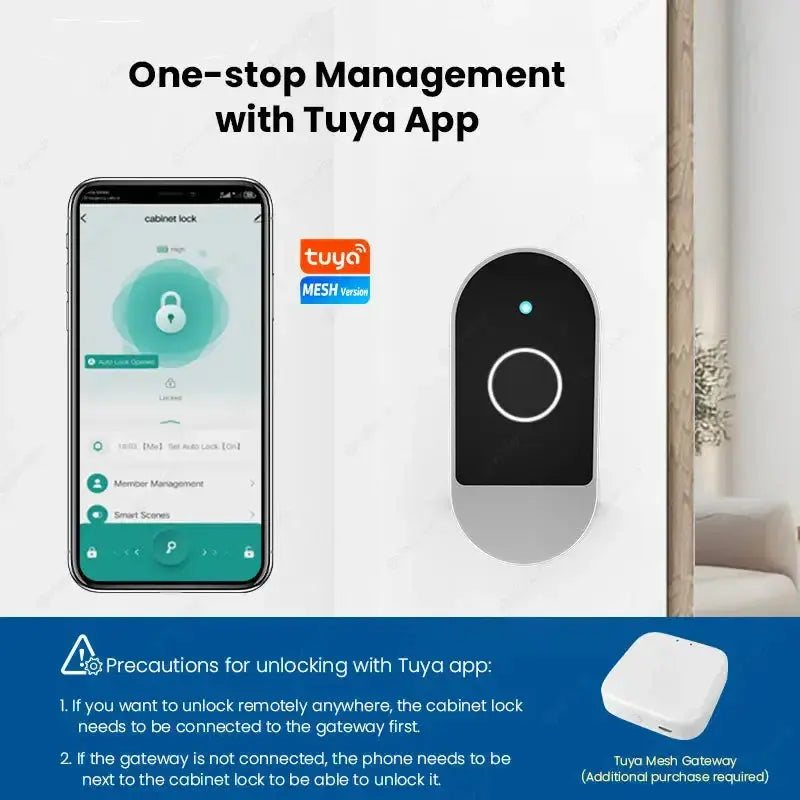 SecuDrawm Smart Fingerprint Lock with Tuya App for easy, remote management and secure access.