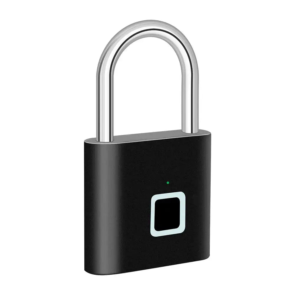 Keyless USB rechargeable fingerprint smart padlock for secure, keyless access to lockers, gates, and bags.